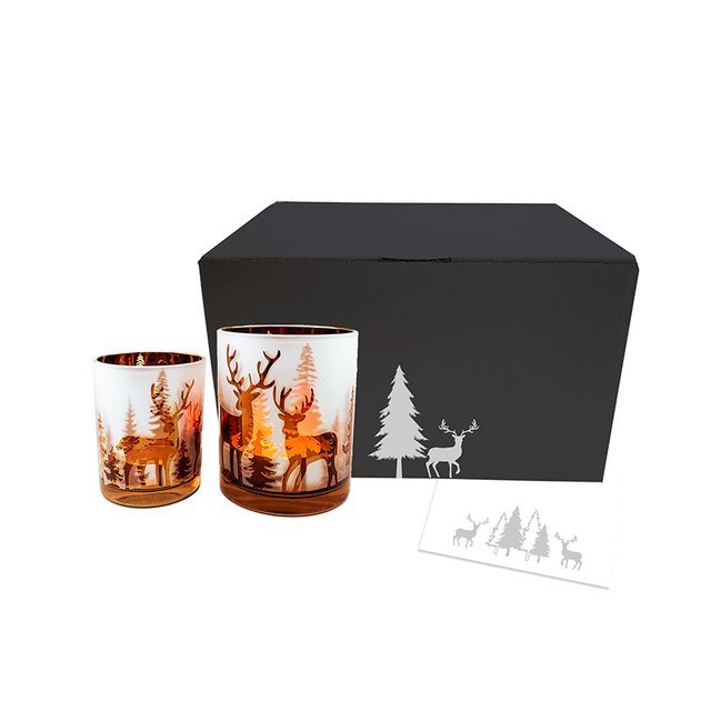 WINDLICHTSET HIRSCHMOTIV (2er Set)