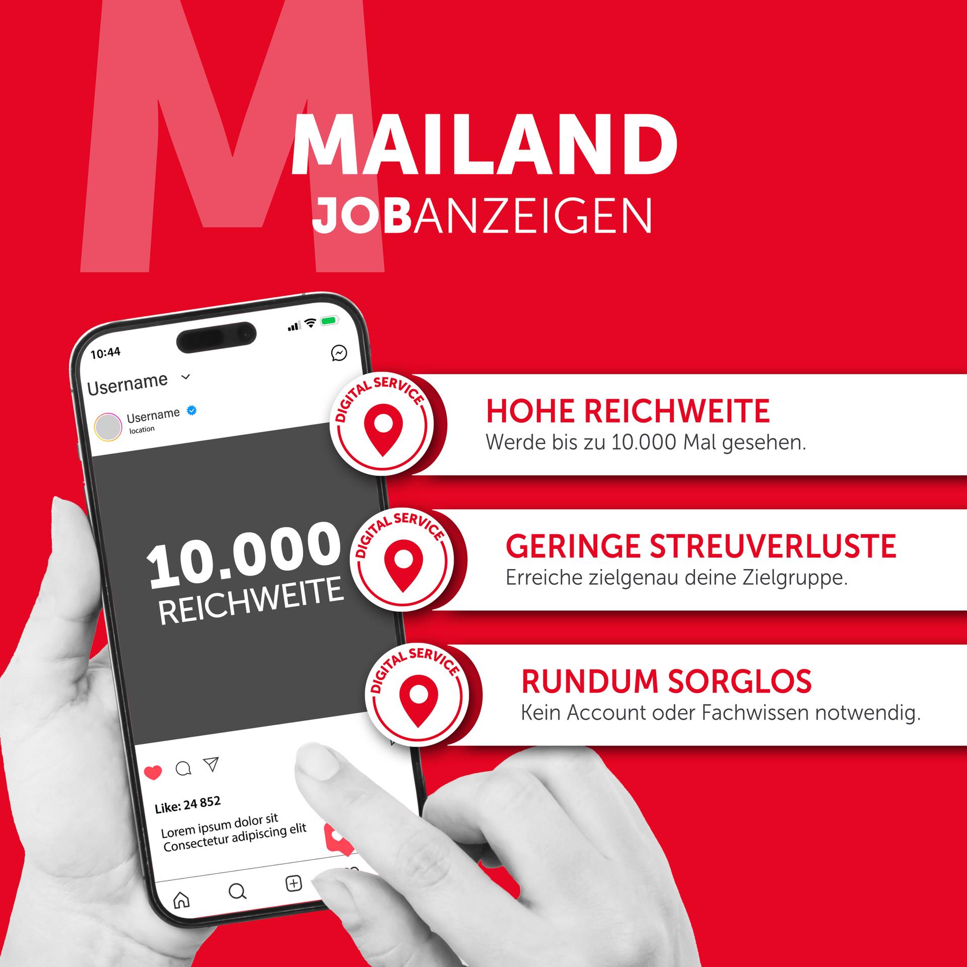 SoMe Jobanzeige Mailand